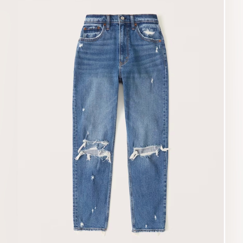 Abercrombie and fitch the mom high rise jeans.